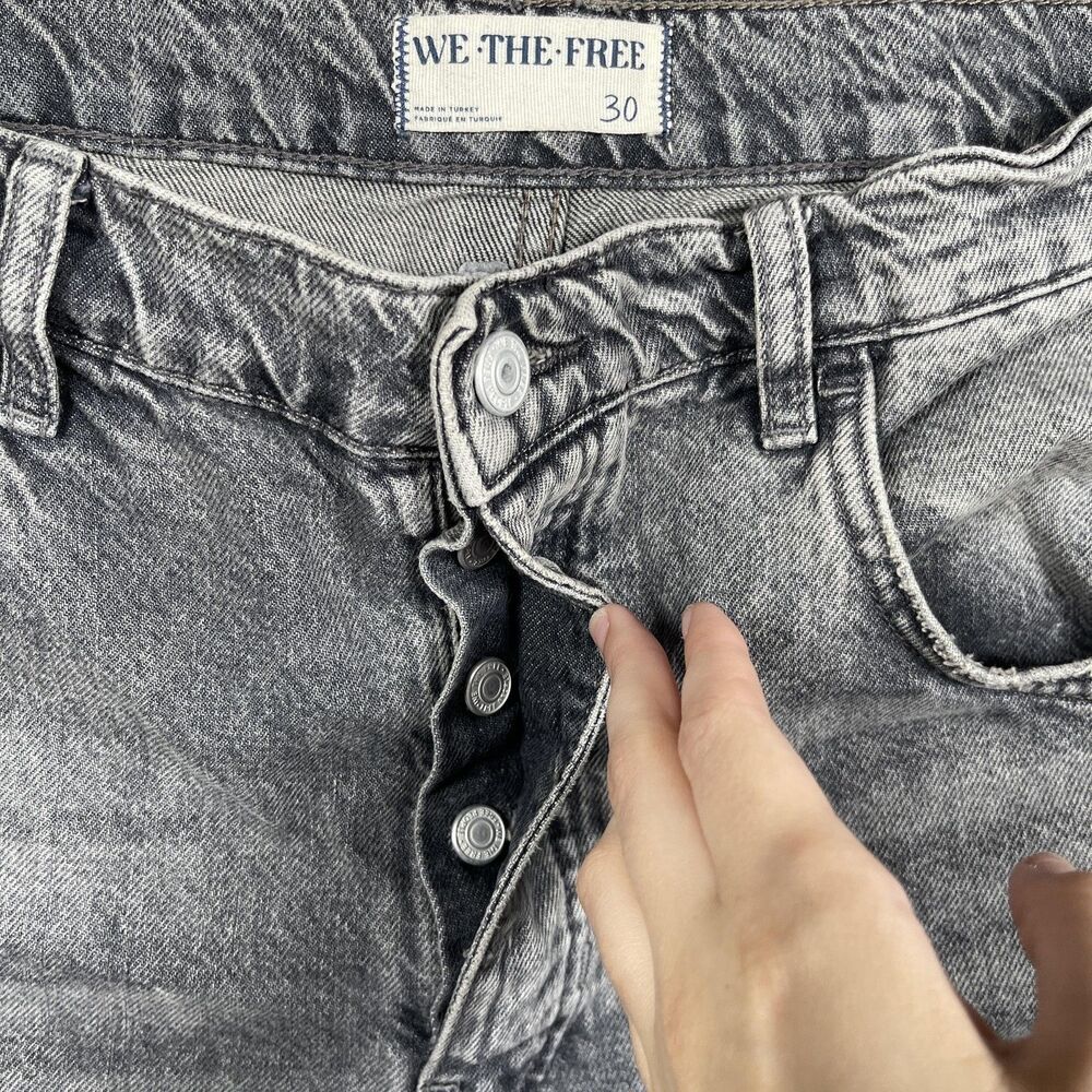 Free People We The Free Jeans Womens 30 Gray Wide-Leg Relaxed Acid Wash Barrell - Picture 7 of 12